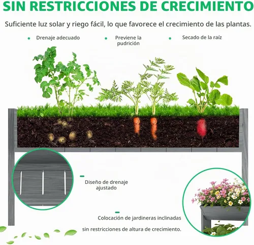 Vista 3 de DoCred Cama de jardín vertical elevada, macetas de jardín independientes de Gris