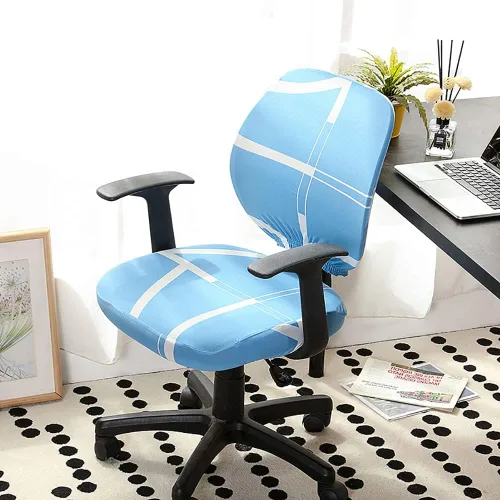 Vista 12 de LINGXIYA Funda de asiento elástica dividida, fundas para silla de computadora de oficina, funda de silla giratoria impresa, fundas protectoras B