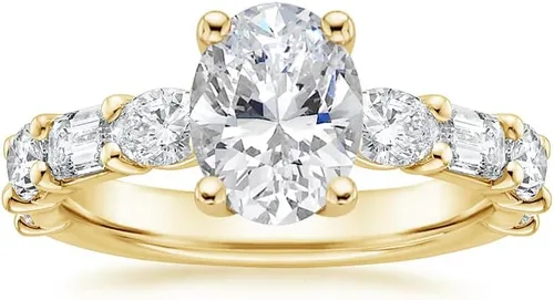 Vista 3 de IGI - Anillo de compromiso de diamantes de talla excelente ovalada blanca de 2.50 quilates con diamantes de laboratorio creados en laboratorio