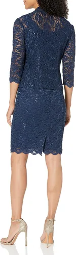 Vista 2 de Alex Evenings Women's Shift Dress with Lace Jacket (Petite and Regular)