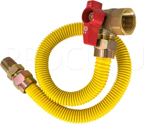 Vista 3 de PROCURU Kit de conector flexible de gas de 5/8 pulgadas de diámetro exterior x 12 pulgadas de largo con válvula de ángulo de 3/4 pulgadas