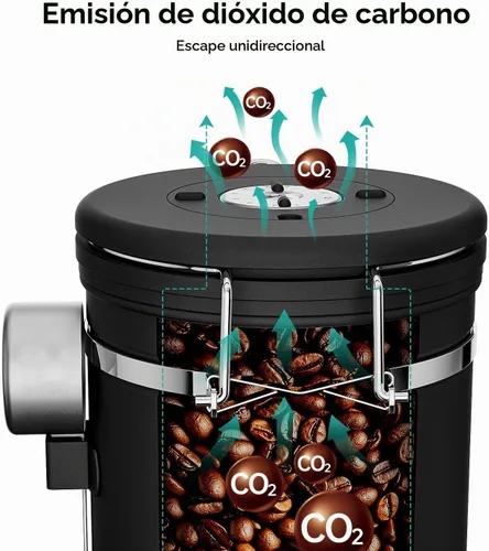 Vista 4 de Coffee Gator Coffee Canister, 16oz Airtight Stainless Steel Container Negro