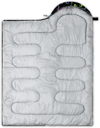 Vista 4 de BailiPromise Saco de dormir para camping, 3 estaciones, clima cálido y fresco, ligero, saco de dormir impermeable para adultos y niños, viajes y al