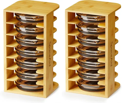 Vista 8 de Organizador de tapas de vaso de bambú SpaceAid para gabinete de cocina, organizador de tapas de botella de agua para organización de clóset