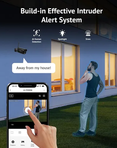 Vista 5 de LaView - Cámaras de seguridad para exteriores 3K 5MP HD, cámaras para seguridad del hogar con detección humana por IA, resistentes al agua IP65