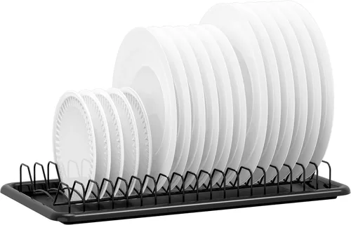 Vista 6 de Simple Houseware Escurridor de platos con bandeja de escurrido, negro