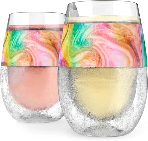 Vista 14 de Host Set de Tazas para Vino Congelables de 2 - Tazas de Plástico de Doble Pared Aisladas para Enfriar Vino con Gel Congelable, Vasos de Vino