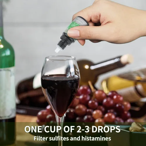 Vista 3 de Filtros de vino, purificador de vino, elimina el sulfito y la histamina, el purificador de vino reduce el dolor de cabeza, evita las sensibilidades