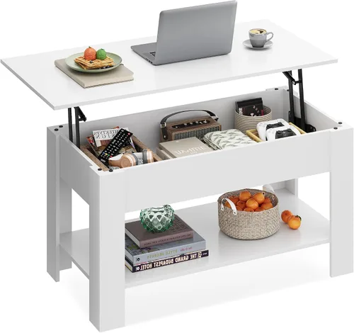 Vista 14 de WLIVE Mesa de Centro, Mesa de Centro de 39" con Tapa Elevable con Compartimento Oculto, Estante de Almacenamiento y Tapa Elevable para Hogar, Sala