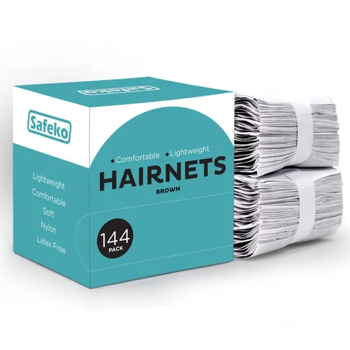 Vista 8 de Redes para el cabello, 144 unidades, envueltas individualmente, mallas de nailon ligeras, sin látex, color negro, grande (24 pulgadas)