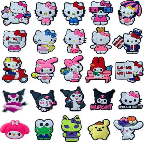 Vista 6 de 25 y 40 dijes de zapatos de dibujos animados para niños y niñas, paquete de bonitos dijes rosados para niños, accesorios de decoración de zapatos