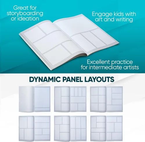 Vista 4 de KOALA TOOLS - Blank Comic Book, Draw-It-Yourself Comic Sketch Book with Dynamic Panels, 6.6 x 10 Inches, 28 Pages, Pack of 1