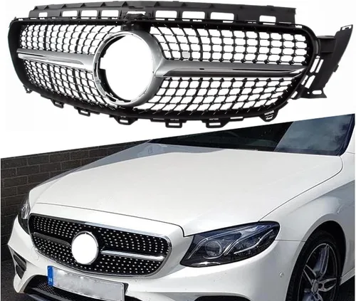Vista 8 de Parrilla delantera compatible con Mercedes Benz E Class W213 E300 E350 E400 E400 E450 Cromo, estilo AMG