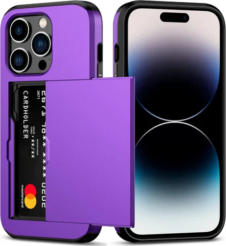 Vista 45 de Nvollnoe Funda para iPhone 14 con tarjetero [almacena 5 tarjetas] Funda tipo cartera de doble capa resistente a prueba de golpes con ranura oculta