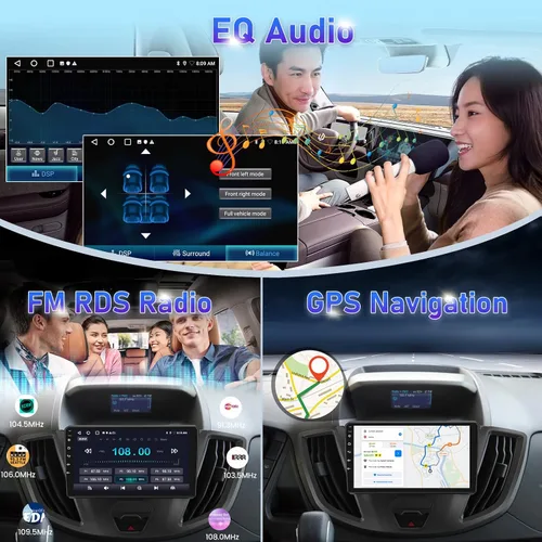 Vista 8 de [2+64] Radio de coche para Ford Transit 150 250 350 2015-2019, pantalla táctil Android estéreo de 9 pulgadas con Carplay y Android Auto, GPS, WiFi