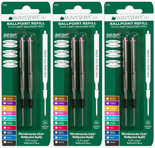 Vista 32 de Monteverde USA Soft - Recambios de bolígrafo para adaptarse a bolígrafos Lamy, tinta negra, punta media, escritura suave y confiable, paquete de 2