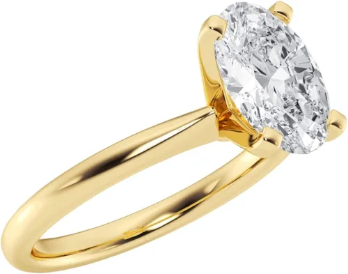 Vista 3 de Customize Jewels IGI 1 2 3 4 5 Carat White Oval Excellent Beautiful Lab Created Diamond Petite Solitaire Engagement Ring In 14k Yellow Gold For