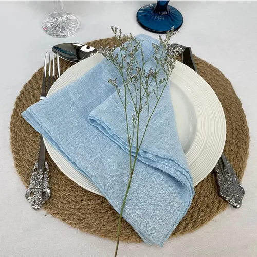 Vista 3 de Servilletas de tela de gasa de estopilla, paquete de 6 servilletas de 16 x 16 pulgadas, 100% algodón suave natural, para bodas, fiestas, familia