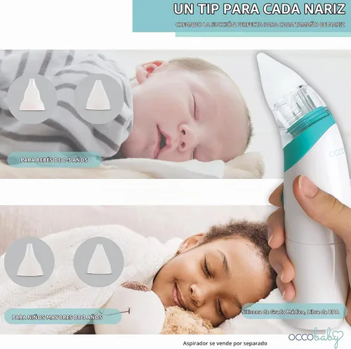 Vista 5 de OCCObaby Kit de accesorios de aspirador nasal de batería - Kit de repuesto de chupón de nariz OCCObaby
