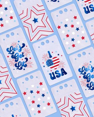 Vista 3 de xo, Fetti Bolsas de bebidas para fiestas del 4 de julio, 16 unidades, recuerdos de fiesta de Estados Unidos, suministros de fiesta de bandera