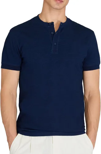 Vista 8 de Club Monaco Men's Men's Short Sleeve Indigo Henley