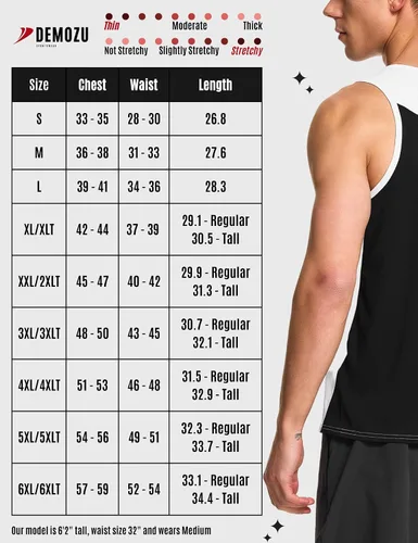 Vista 6 de DEMOZU Camisetas sin mangas para hombre, de secado rápido, para correr, atletismo, gimnasio, fitness, playa, natación, talla grande y alta