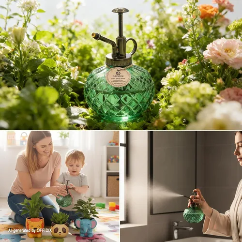 Vista 6 de OFFIDIX Plant Mister - Botella rociadora decorativa de vidrio de 10.5 onzas líquidas, regadera para interiores con bomba de plástico para plantas