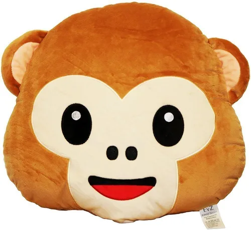 Vista 29 de Emoji Cara de Alienígena Cojín de Emoticón Relleno de Felpa Suave Almohada, Certificado Oficial, EvZ 31cm Gris