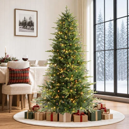 Vista 3 de SHareconn 4ft Prelit Artificial Aspen Christmas Tree with Remote Control 17 Modes & 330 Warm White & Multicolor Lights, 1869 PE & PVC Tips Full Xmas
