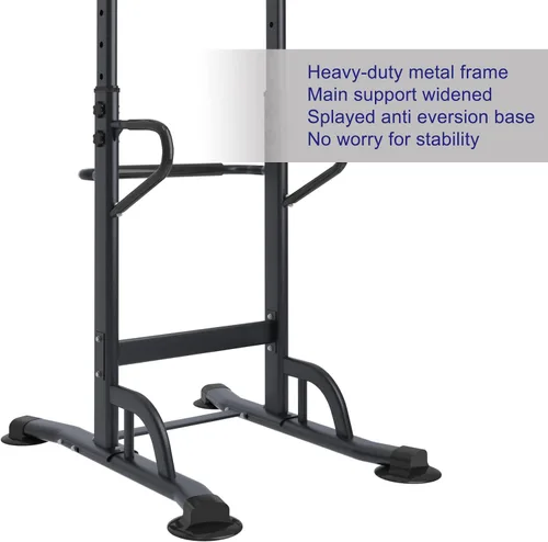 Vista 3 de Barra de dominadas y estación de inmersión, soporte de inmersión de altura ajustable, estación de entrenamiento de fitness, máquina de entrenamiento