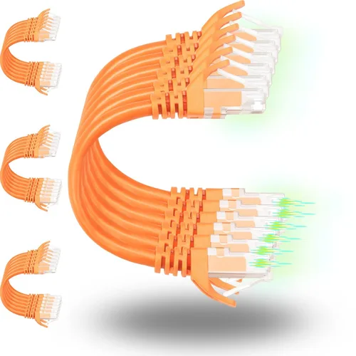 Vista 10 de Rapink Patch Cables Cat6 - Cable de conexión Ethernet Cat6 de 0.5 pies (paquete de 24), 10G, cable de conexión Cat 6 para panel de conexiones a