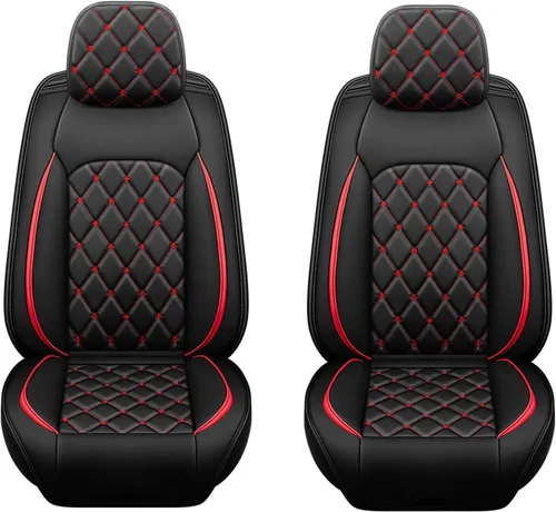 Vista 10 de Juego completo para 5 asientos, protectores de asiento de coche impermeables, transpirables, antideslizantes, de cuero, ajuste universal, para Negro