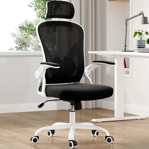 Vista 12 de Silla de oficina ergonómica con soporte lumbar, silla de escritorio de respaldo alto, silla ejecutiva giratoria para computadora, altura ajustable