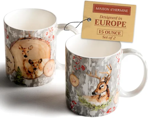 Vista 191 de Maison d' Hermine Taza de café con asas, tazas de porcelana fina de hueso, paquete de una taza de té para bebidas calientes, capuchino, latte