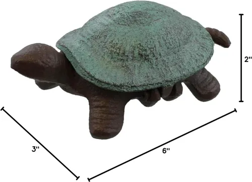 Vista 5 de Top Brass Turtle Key Hider - Estatua de jardín de hierro fundido con compartimento secreto, para interiores y exteriores