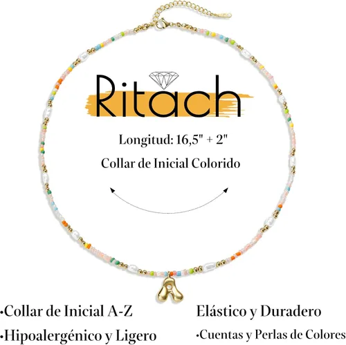 Vista 5 de Ritach - Regalos de Navidad para nietas, adolescentes y niñas, collar con inicial de perlas de colores claros, collar con dije de burbuja dorada