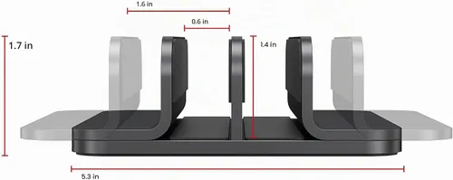 Vista 2 de JOKItech Organizador vertical de aluminio doble para laptop, soporte resistente para computadora portátil compatible con Liquid Retina XDR Apple