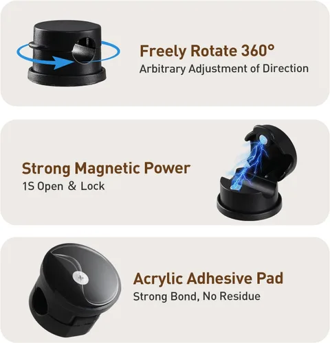 Vista 3 de AGPTEK Paquete de 8 clips magnéticos para cables, clips giratorios de 360° actualizados para sujetar cables en mesita de noche, organizador