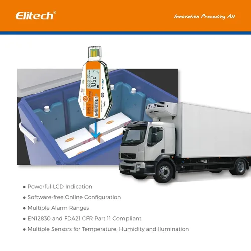 Vista 5 de Elitech LogEt1TH - Paquete de 1000 registradores de datos desechables certificados por PQS, sensor de luz y humedad de temperatura, pedidos a granel