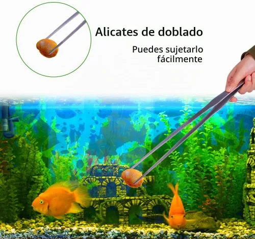Vista 6 de Pinzas de acuario de mango extralargo para servir, pinzas de alimentación, paquete de 2 pinzas rectas y curvas de acero inoxidable para peceras