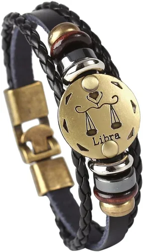Vista 25 de Hamoery Pulsera de cuero de aleación punk para Constellation trenzada pulsera pulsera brazalete