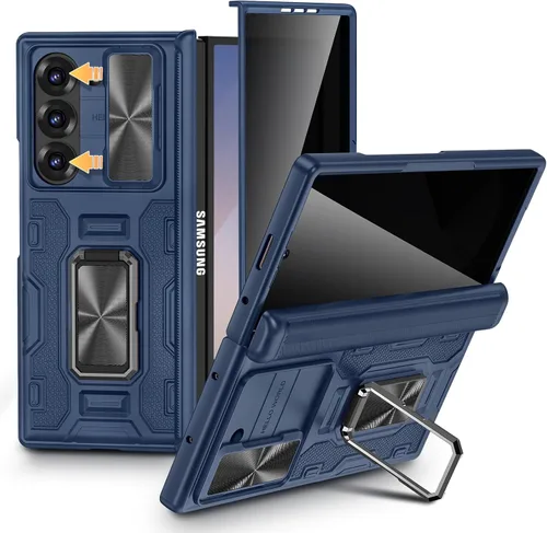 Vista 24 de VEGO Funda para Galaxy Z Fold 4 con Cubierta de Cámara Deslizante y Protección de Bisagra Funda con Protector de Pantalla Soporte Magnético de 360°