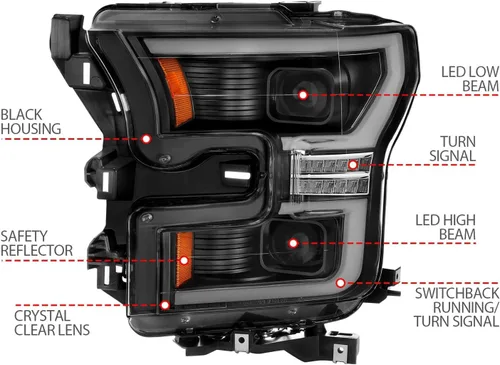 Vista 5 de ANZO USA FAROS DE INTERRUPTOR LED COMPLETO FORD F-150 15-17 NEGRO AMBER