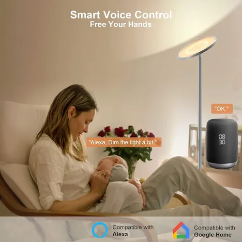 Vista 8 de LEPOWER Lámpara de pie brillante con 16 millones de opciones de color, control táctil y compatible con Alexa, Goolge Home, lámpara de pie regulable