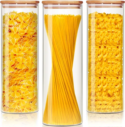 Vista 14 de HomArtist Juego de 4 recipientes grandes de vidrio para harina y azúcar, 180oz x2 & 93oz x2, recipientes de vidrio para almacenamiento de alimentos