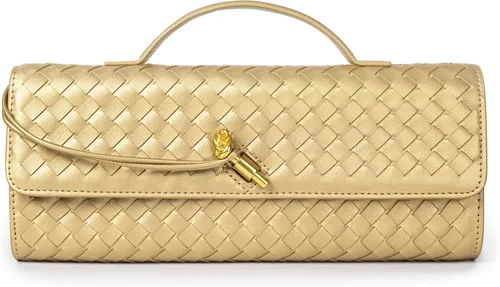 Vista 20 de Joryin Bolso tejido para mujer, bolso de mano de cuero tejido, bolso cruzado, bolso formal de noche, cuero vegano