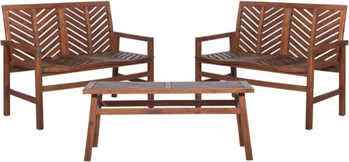 Vista 14 de Walker Edison Furniture Company - Mesa auxiliar rectangular para terraza al aire libre, madera de Chevron para todo tipo de clima