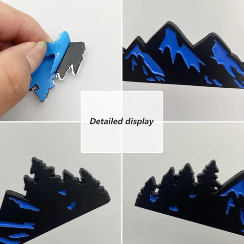 Vista 6 de Zhizhong Emblema de árbol de montaña de nieve de 7 pulgadas, insignia gráfica de montañas para maletero y portón trasero para automóvil, camión