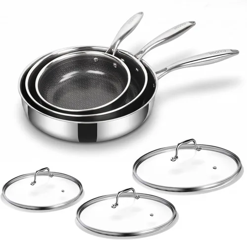 Vista 11 de imarku Sartén antiadherente de 12" con tapa, acero inoxidable de cerámica