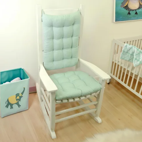 Vista 2 de Barnett Home Decor Madrid Aqua - Cojines para silla mecedora, extra grandes, cojín de espuma de látex de 19 x 19 pulgadas y cojín de respaldo de 23